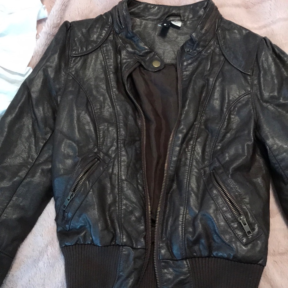 Brown faux leather jacket